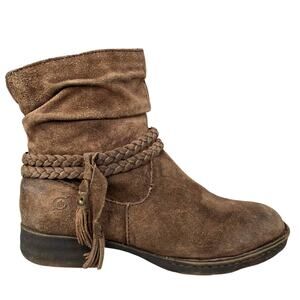 Born Women’s Ouvea Brown Suede Side Zip Ankle Boots Size US 7